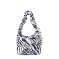 Bolso bandolera de peluche con estampado de cebra, asa rizada y cordón blanco detalle - Estampado de Cebra Blanco