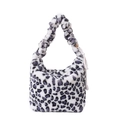 Bolso hobo elegante de piel sintética con estampado de leopardo y asa estilo scrunchie - Estampado de Leopardo Blanco