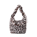 Bolso bandolera de felpa con estampado de leopardo y asa suave en forma de nube - Leopardo Púrpura