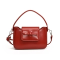 Bolso bandolera chic de cuero PU rojo con lazo decorativo y correa desmontable - Rojo