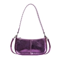 Sac à épaule violet métallisé en similicuir avec clous argentés et bandoulières - Violet
