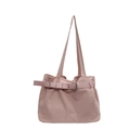 Pink fabric tote bag with belt buckle detail and shoulder strap for daily use - Pink