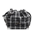 Minimalistische schwarz-weiß karierte Beuteltasche mit Schleife und Kettenriemen - Kariert