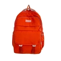 Zaino minimalista in nylon arancione da donna con tasca anteriore con patta e logo - Arancione