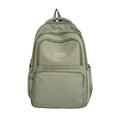 Olivgrüner Nylon-Rucksack mit Reißverschlussfächern und Logo auf weißem Hintergrund - Grün
