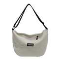 Minimalistische beige maanvormige hobo crossbodytas met verstelbare zwarte modieus - Off-wit
