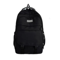 Zaino minimalista in nylon nero con scomparti a cerniera ed etichetta con logo Fashion - Nero