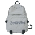 Mochila informal gris claro para mujer de nailon con estampado gráfico de tendencia - Verde Grisáceo