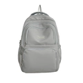 Minimalistischer hellgrauer Nylon-Rucksack für Damen mit zwei Reißverschlussfächern - Grau