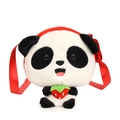 Sac bandoulière panda en peluche avec détail fraise rouge et bandoulière réglable rouge - Rouge