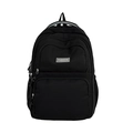 Schwarzer Nylon-Rucksack mit mehrlagigen Reißverschlussfächern und Seitentaschen - Schwarz
