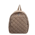 Minimalistischer khakifarbener Stepprucksack aus Nylon mit Rautenmuster und Fronttasche - Khaki