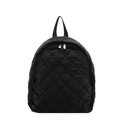 Sac à dos en nylon matelassé noir au fini brillant avec surpiqûres losanges - Noir