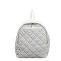 Sac à dos en nylon matelassé blanc minimaliste avec motif diamant et fermetures argentées - Blanc Cassé