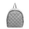 Sac à dos matelassé gris clair avec motif à carreaux et grande capacité pour les voyages - Gris