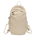 Minimalist beige washed fabric backpack for women with adjustable straps and FLY10 logo - Off White