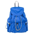 Sac à dos bleu marine en nylon imperméable avec cordage de serrage et bretelles grises chic - Bleu