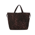 Borsa tote in tela con stampa leopardata marrone e doppi manici per le donne - Marrone
