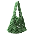 Handgefertigte grüne Baumwoll-Netztasche mit minimalistischem Lochmuster für den Sommer - Grün