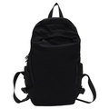 Minimalist black washed fabric backpack for women with matte finish and side pockets - Black