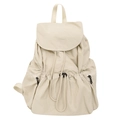 Sac à dos d'été en nylon blanc crème au design minimaliste avec cordon de serrage - Blanc Cassé