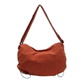 Borsa a tracolla in nylon a tinta unita di grande capacità con ampia tracolla regolabile - Rosso Arancio