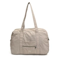 Light beige waterproof nylon travel tote bag with double handles and front pocket - Gray