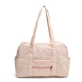 Pink nylon travel bag with handles and front zipper pocket featuring VEILA logo - Pink