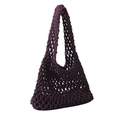 Deep purple handmade woven mesh bag with hollow cotton rope design for women - Purple