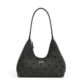 Borsa a spalla estiva minimalista a pois neri con decorazione a fiocco argento - Polka Dot Nero