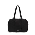 Minimalist black nylon shoulder bag with large capacity and waterproof fabric - Black
