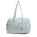 Minimalist light blue nylon tote bag with VEILA embroidery and large capacity design - Blue