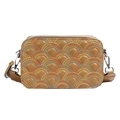 Sac bandoulière en cuir PU marron avec motifs matelassés arc-en-ciel et fermeture éclair argent - Khaki