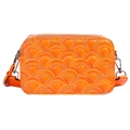 Sac bandoulière en similicuir orange vif avec un design de surpiqûres arc-en-ciel coloré - Orange