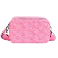 Sac bandoulière rose matelassé pour femme avec coutures colorées et large bandoulière - Rose