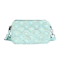 Borsa a tracolla in pelle PU azzurra con ricamo arcobaleno colorato e fibbie argento - Verde