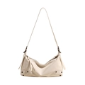 Sac sous le bras blanc crème minimaliste en similicuir lisse avec rivets métalliques - Blanc Cassé