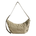 Bolso bandolera acolchado verde caqui en tela acolchada con detalles de cordones laterales - Verde