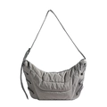 Bolso de hombro de nailon gris en forma de luna con lazos laterales ajustables - Gris
