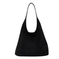 Bolso hobo grande de ante negro con correas de cuero liso y diseño de estilo minimalista - Negro