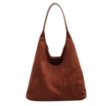 Bolso tote grande de ante marrón oscuro con correa de cuero liso y diseño minimalista - Marrón