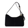 Bolso hobo de moda en terciopelo negro con forma de media luna y detalle de cremallera - Negro