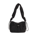 Sac bandoulière minimaliste en nylon noir avec texture plissée et sangle réglable - Noir