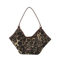 Borsa a spalla alla moda con stampa leopardata in pelle PU e dettagli rivettati - Marrone