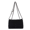 Bolso bandolera chic de cuero PU acolchado negro con diseño de ondas y cadena - Negro