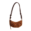 Borsa a tracolla leopardata in finta pelle scamosciata con nappe e nodo decorativo - Leopardo Marrone