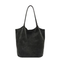 Bolso de hombro hobo clásico de gamuza negra con diseño de cubo espacioso para mujer - Verde Grisáceo
