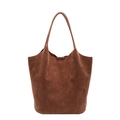 Bolso tote minimalista de ante sintético marrón con asas largas de estilo retro de verano - Marrón