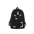 Sac à dos minimaliste en velours côtelé noir pour femmes avec nœuds de ruban blanc - Noir