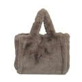 Sac fourre-tout minimaliste en peluche marron café avec fourrure douce et larges anses - Marron